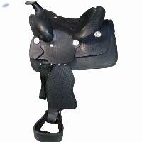 Pony Black Leather Western Carved Saddle