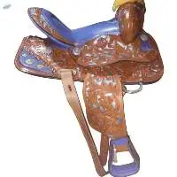 Genuine Colorful Carving Leather Western Saddle