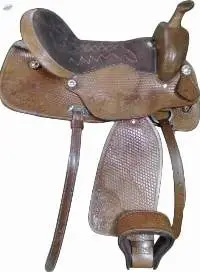 Genuine Western Carving Leather Saddle Brown