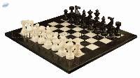 Black & Botticino Marble European Chess Set