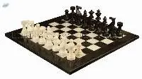Black & Botticino Marble European Chess Set
