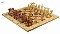 Coral & Red Onyx European Chess Set