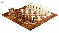 Red Onyx & Botticino Marble European Chess Set