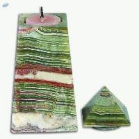 Green Onyx Obelisk Shape T-Light Candle Holder