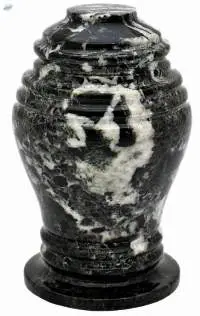 Black Zebra Marble Curved Cremation Urn