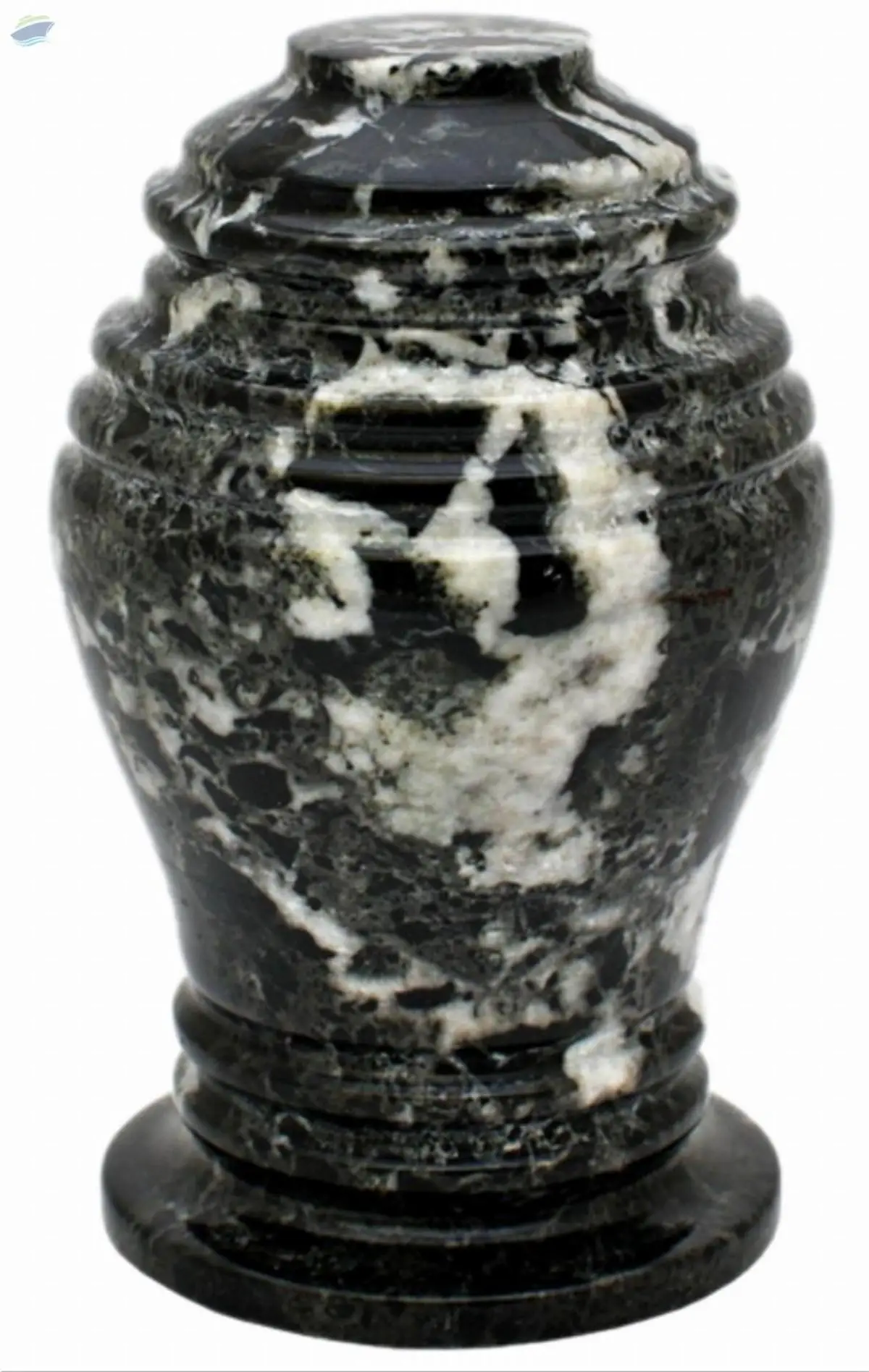 Black Zebra Marble Curved Cremation Urn