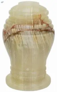 White Onyx Marble Curved Cremation Urn