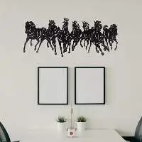 Metal Black Color 7 Horse Wall Art