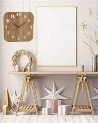 Wooden Attractive Square Shape Silent Wall Clock