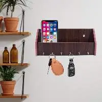 Wooden Wall Mounted Key Holder And Shelf