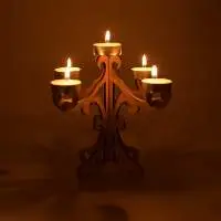 Hand Crafted Unique Wooden Diya Stand