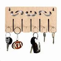 Wooden Cream Color 6 Hook Key Holder