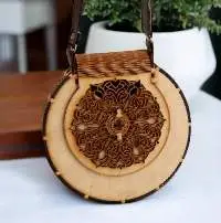 Women's Decorative Laser Cutting Wooden Purse
