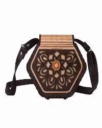 Women's Decorative Laser Cutting Wooden Purse