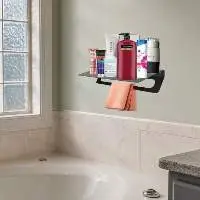 Metal Black Towel Hanger and Shelf