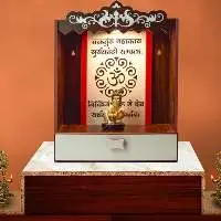 Wooden LED light Acrylic OM With Shlok Temple