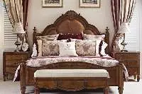 Antique bedroom set wood bed bedside solid