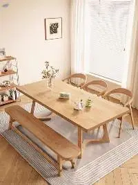 Solid wood varnish dining-table  stool chairs