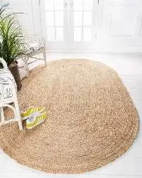 Hand woven Indian natural jute Oval area rug