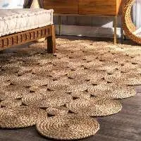 Hand Woven Natural Tikli Brown Jute Area Rugs