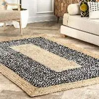 Natural Jute And Cotton Rectangle Rug