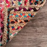 Natural Jute & Multi Color Runner Rectangle Rug