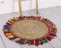Natural Jute Outer Cotton Fins Woven Mats