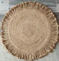 Round Jute Eco Friendly Area Rug Hand Woven