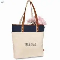 Premium Cotton Canvas Tote With Leather Handle