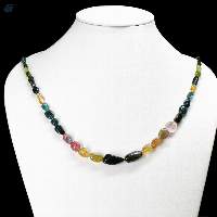 Multi Tourmaline Tumble Beaded Necklace