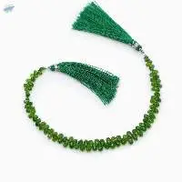 Chrome Diopside Drops Faceted Beads String