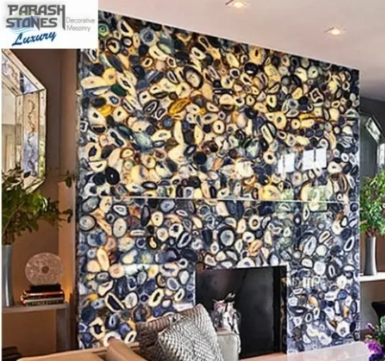 Black Agate Fireplace Backsplash