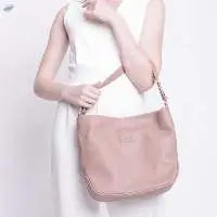 Adisher Beige Genuine Leather Hobo Bag