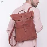 Adisher Handmade Leather Roll Top Bag