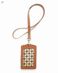 Brown Vertical ID Card Holder Genuine Leather