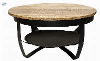 Iron & Mango Wooden Set Of 2 Round Coffee Table