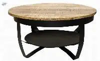 Iron & Mango Wooden Set Of 2 Round Coffee Table