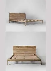Solid Mango Wood Bed With Natural Finish