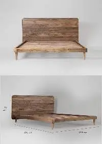 Solid Mango Wood Bed With Natural Oak Finish