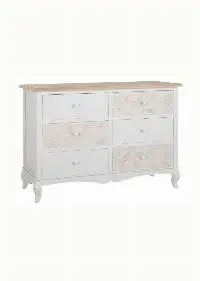 White & Natural Mango Wood Chest of 6 Drawers