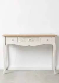 White & Natural Mango Wood Console Table With 3