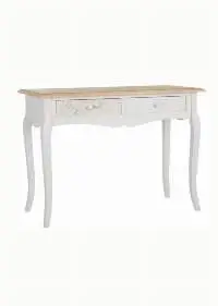 White & Natural Mango Wood Console Table with 2
