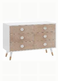 White & Natural Mango Wood Chest of Drawers