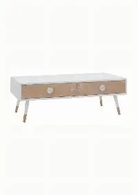 White & Natural Solid Mango Wood Coffee Table