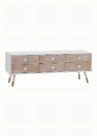 White & Natural Solid Mango Wood TV Cabinet