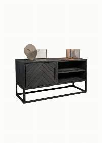 Black Finished Solid Mango Wood TV Cabinet