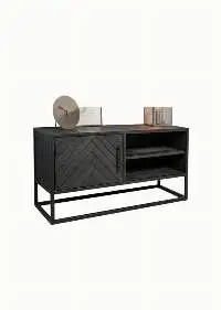 Black Finished Solid Mango Wood TV Cabinet