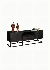 Black Finished Solid Mango Wood TV Cabinet