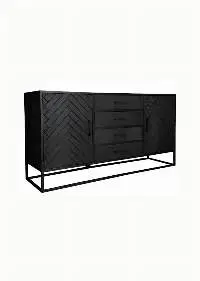 Black Finished Solid Mango Wood Sideboard