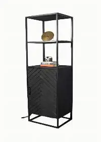 Black Finished Solid Mango Wood Display Cabinet